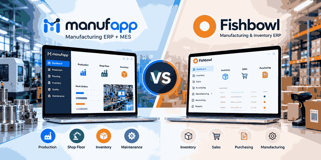 ManufApp vs Fishbowl ERP Comparison for Factories 2026
